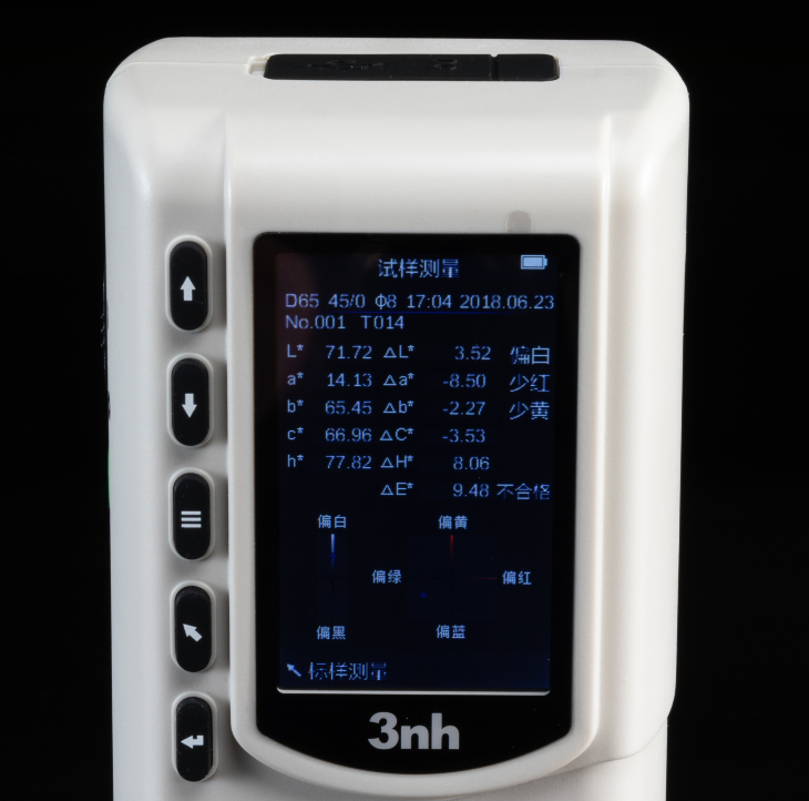 三恩时测色仪上颜色偏向提示